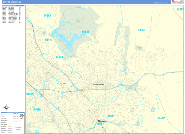 Castro Valley City Digital Map Basic Style
